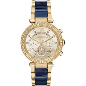 Michael Kors Navy and Gold Chronograph Watch